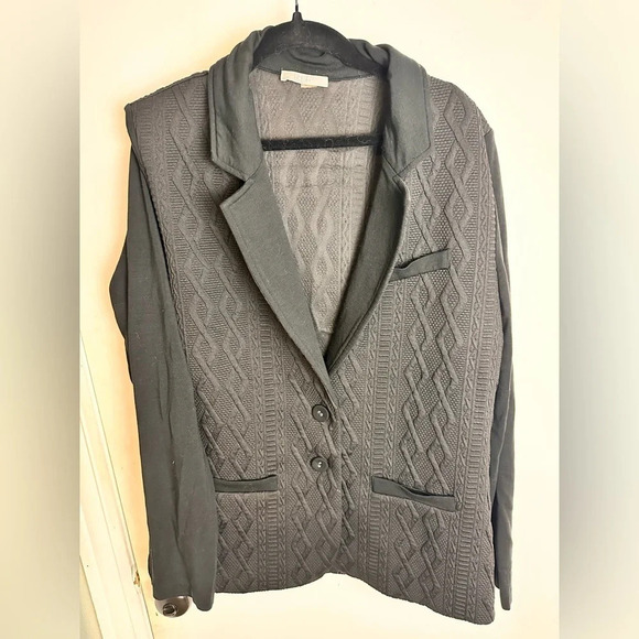 Tart Collections Black cable front texture blazer with button front size large - Picture 3 of 8